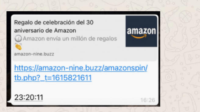 ensalada Ventilación Paine Gillic Nueva estafa por Whatsapp: Amazon no envía un millón de regalos por su 30  aniversario - AxarquiaPlus